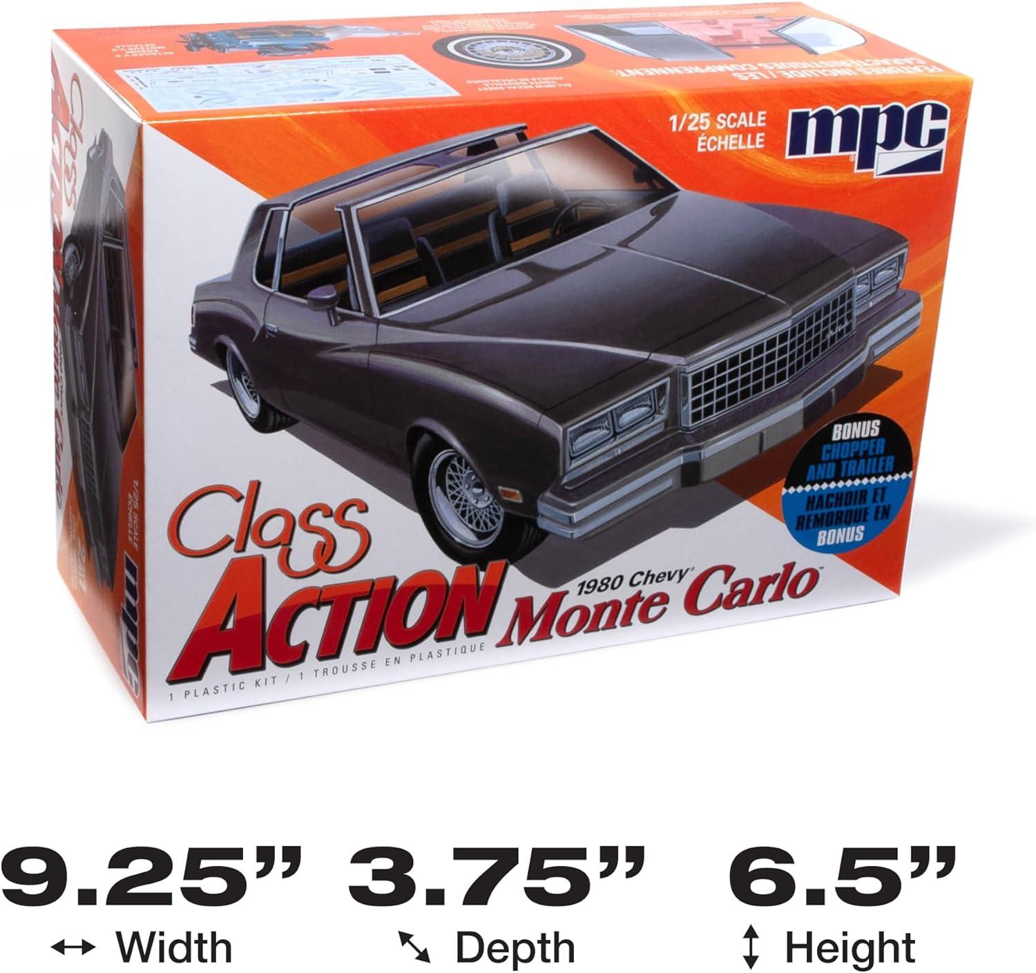 Skill 2 Model Kit 1980 Chevrolet Monte Carlo "Class Action" with Motorcycle and Trailer (Skill 2) 1/25 Scale Model Car by MPC