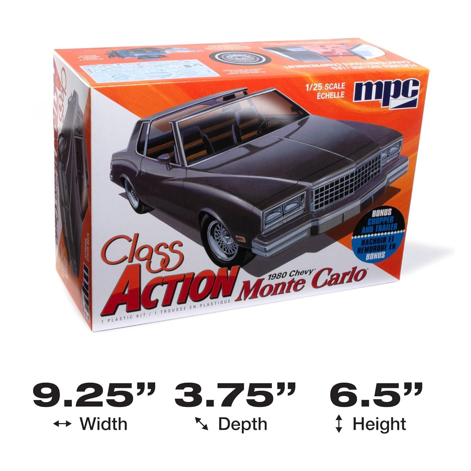 Skill 2 Model Kit 1980 Chevrolet Monte Carlo "Class Action" with Motorcycle and Trailer (Skill 2) 1/25 Scale Model Car by MPC