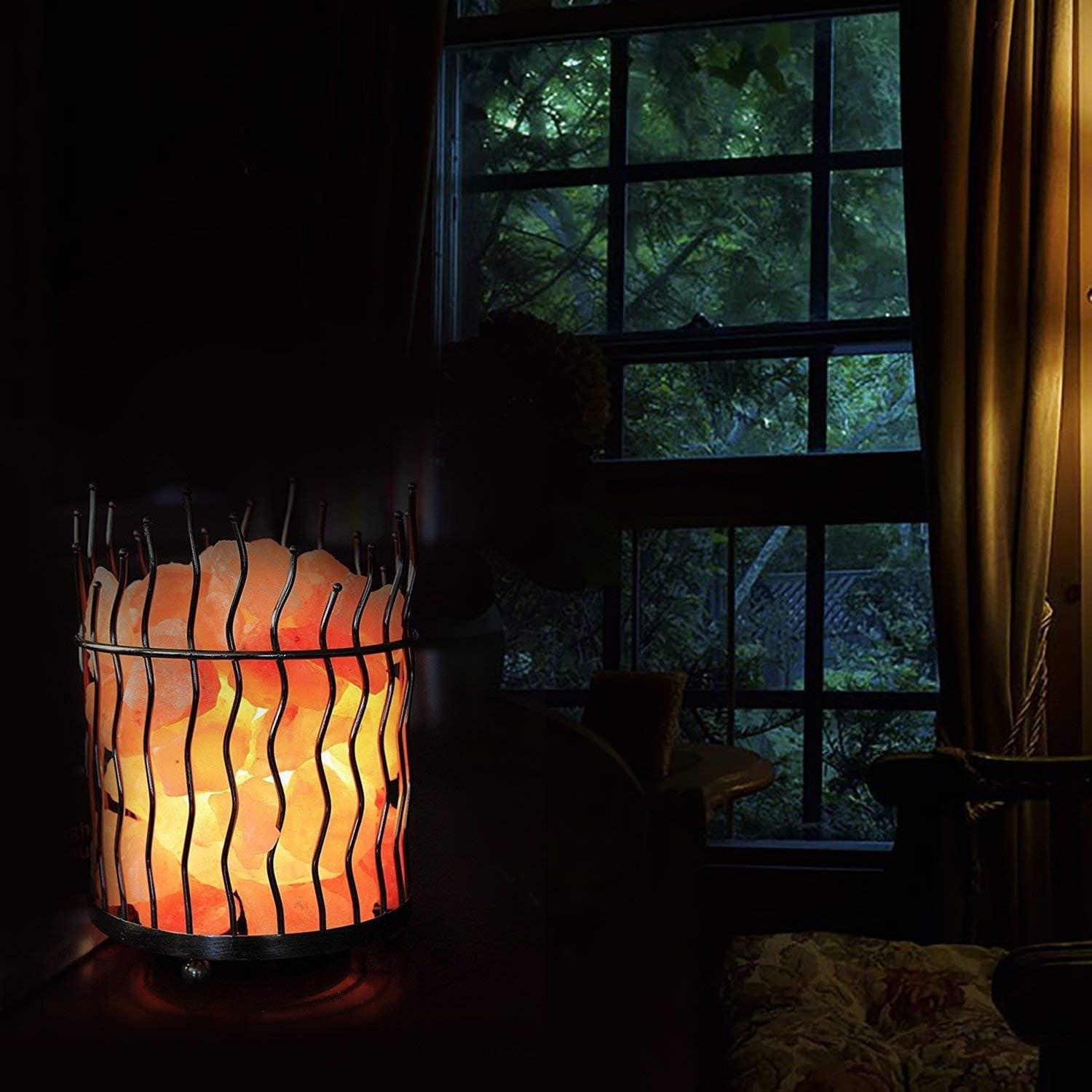 7.8 in. Ionic Crystal Salt Pillar and Natural Amber Glow Table Lamp, (Pack of 2)