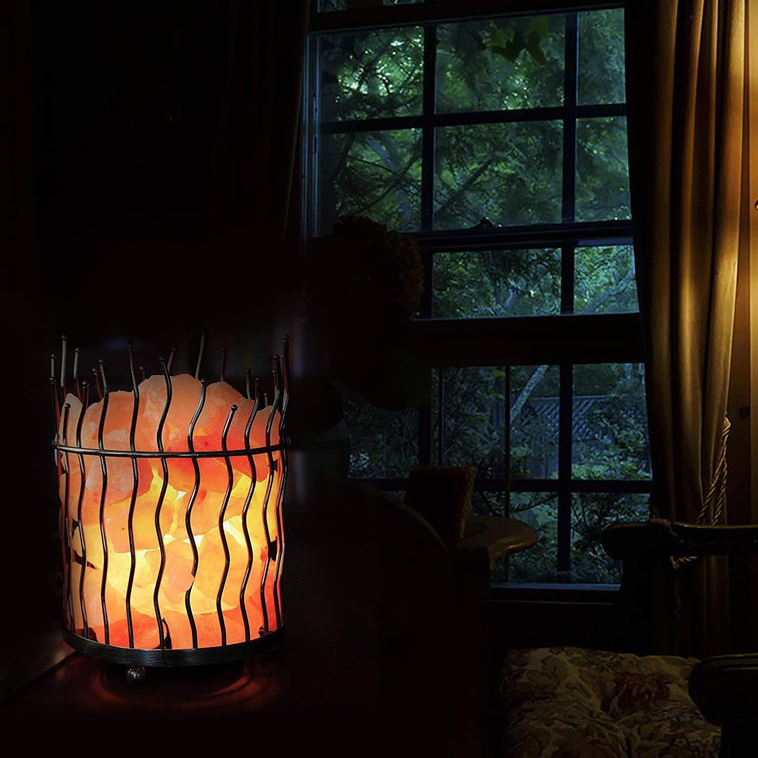 7.8 in. Ionic Crystal Salt Pillar and Natural Amber Glow Table Lamp, (Pack of 2)