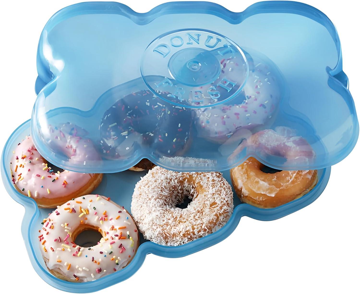 Donut Fresh Donut Storage Containers with Lids, Airtight, Reusable, Holds 6, Freezer and Microwave Safe