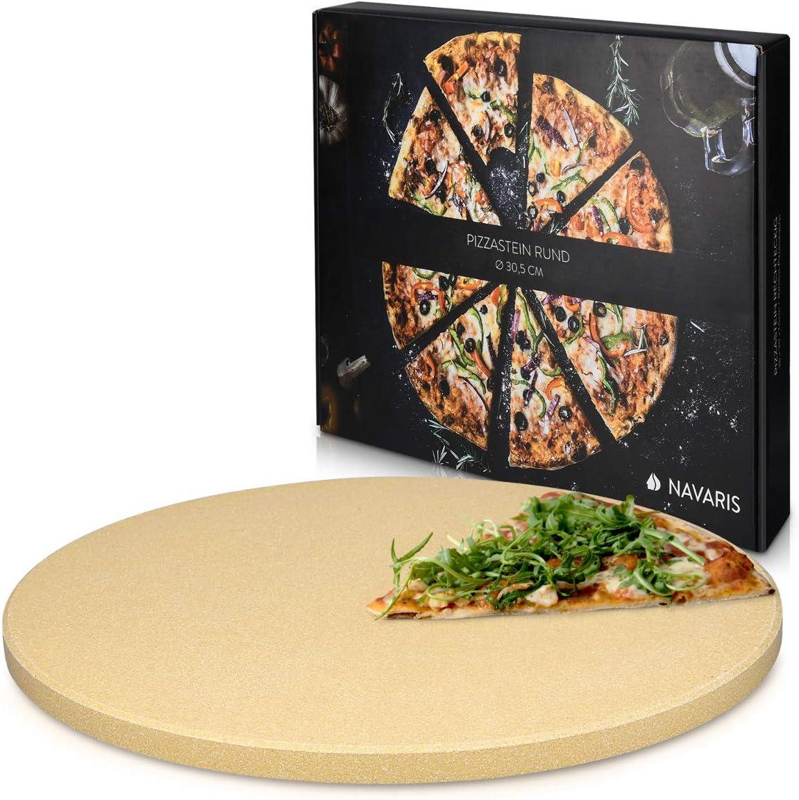 Navaris XL Round Cordierite Pizza Stone for Oven and Grill