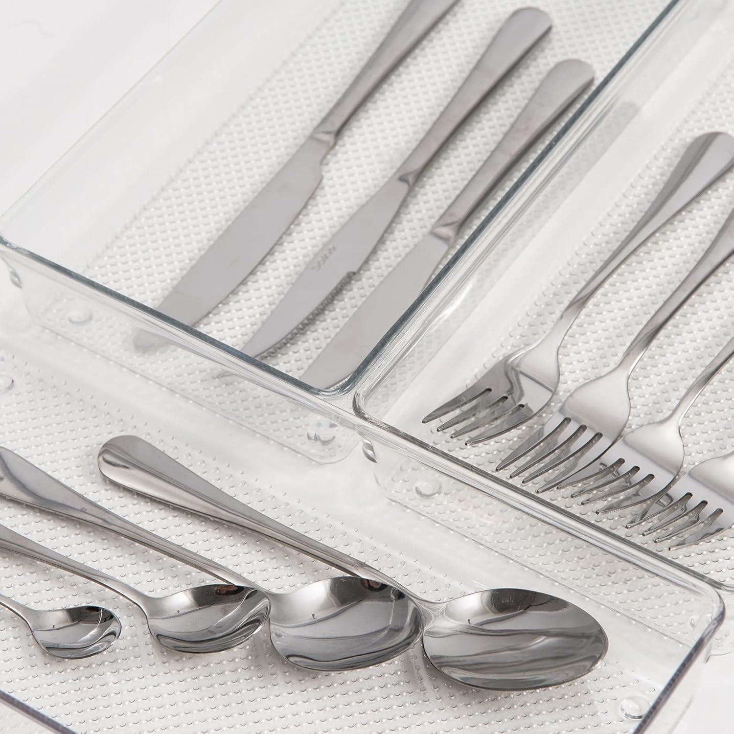 ihomecooker 3 Pack Clear Plastic Drawer Organizer Tray Cutlery Utensil Makeups Drawer Silverware Organizers 12" X 6"… (6P(6X6+6X9+6X15))