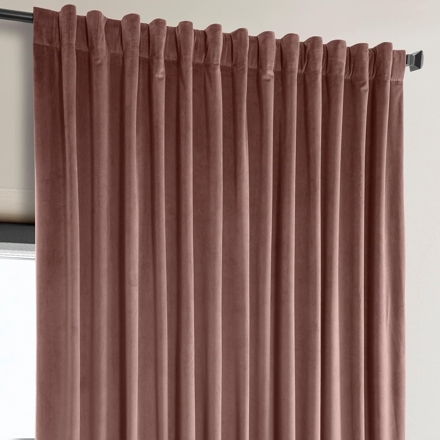 HPD Half Price Drapes Wild Rose Heritage Plush Velvet Room Darkening Curtains for Bedroom & Living Room Curtains (1 Panel), Window Curtains 84 inches long, Extra Wide Curtains & Drapes, 100W X 84L