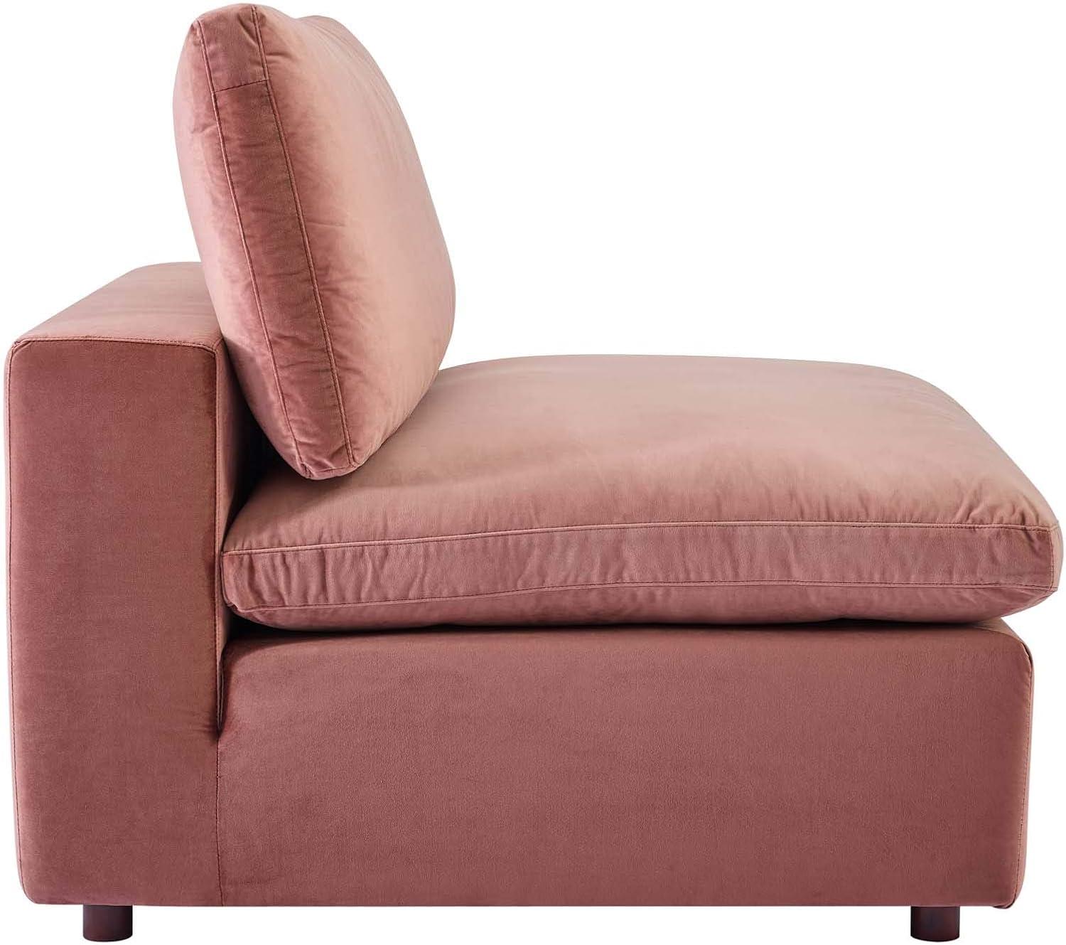 Dusty Rose Velvet Three-Piece Lawson Sofa with Down Fill Cushions