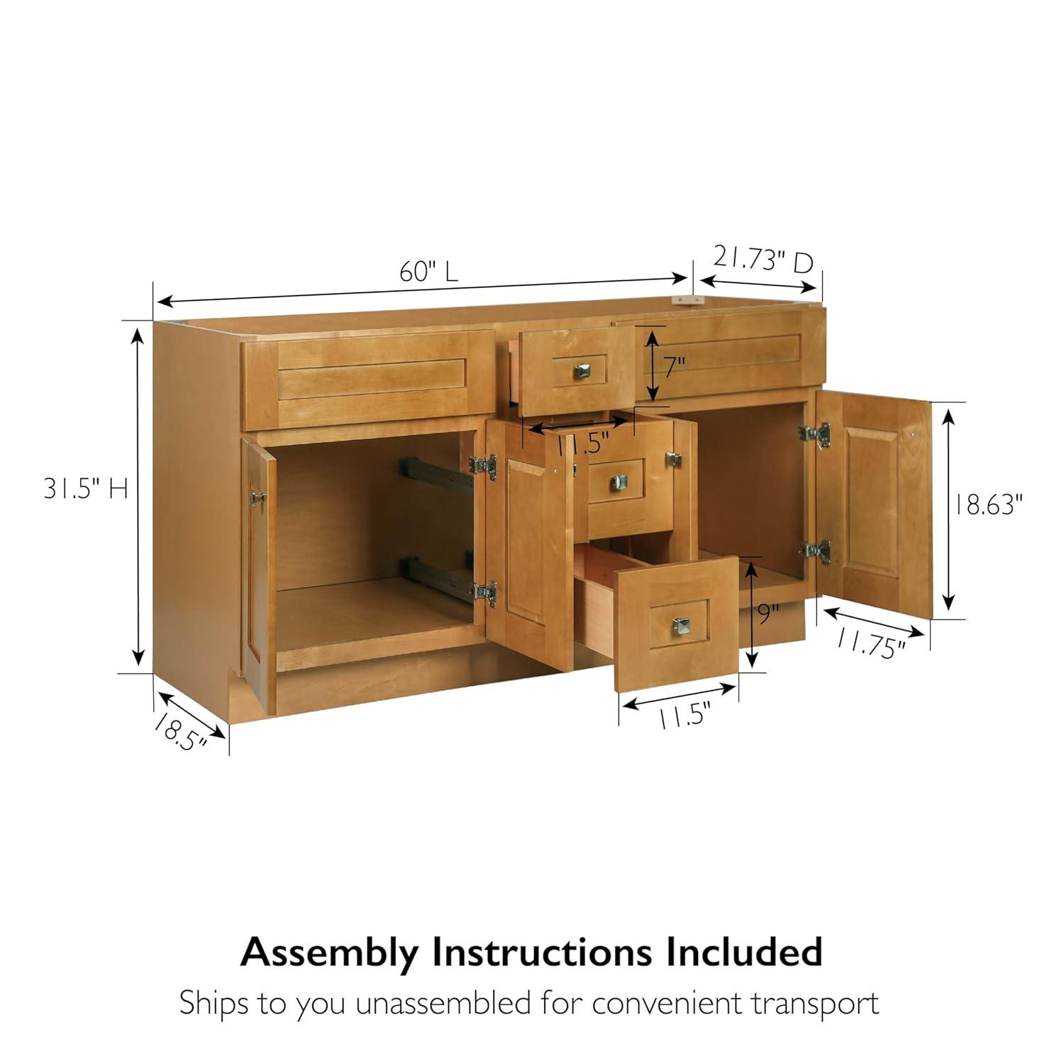 Design House Brookings 60 Inch Bathroom Vanity, Ready to Assemble, Solid Wood, Sherwin Williams – Design House, 599019-