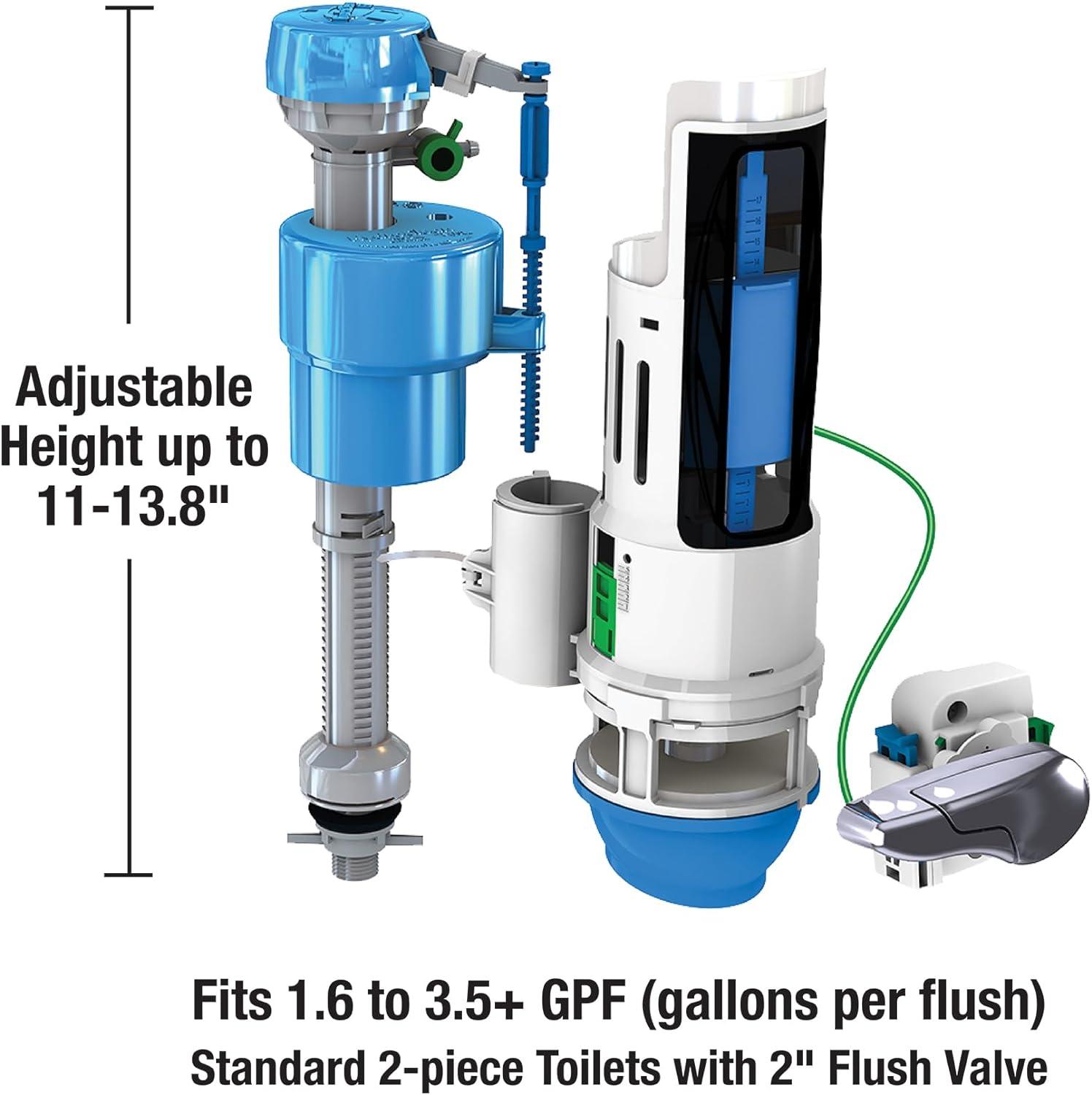 Blue and White Plastic Dual Flush Toilet Repair Kit