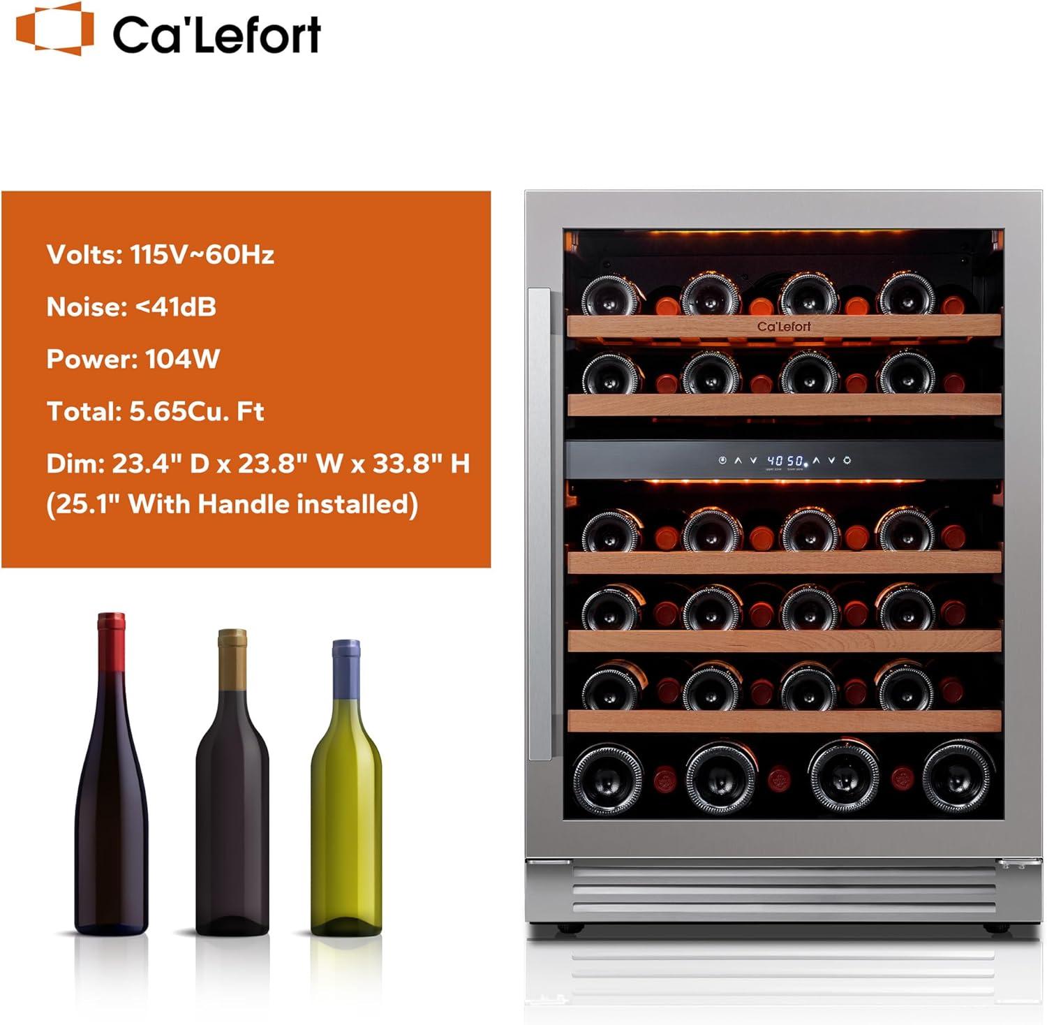 Ca'Lefort 24" Stainless Steel Dual Zone Wine Fridge with Glass Door