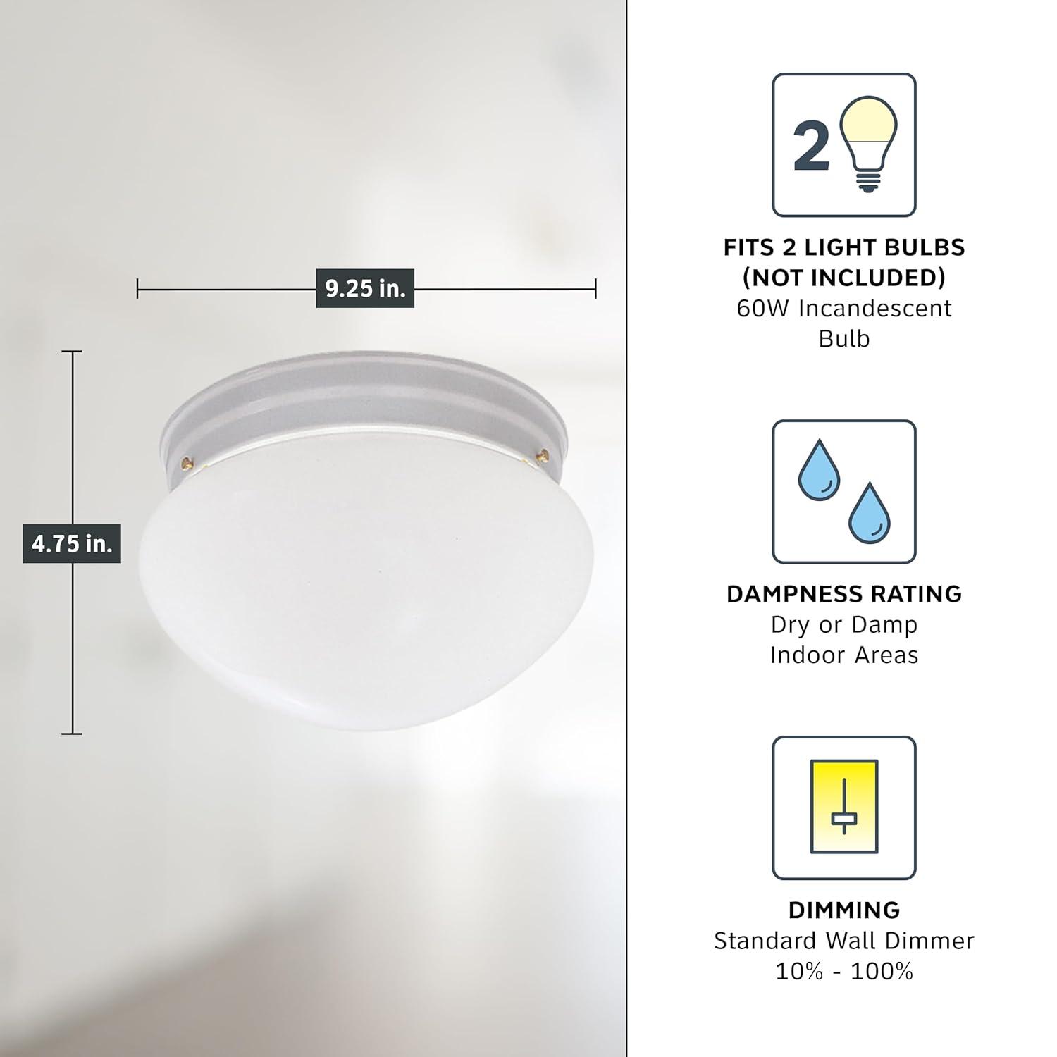 4732-WH-Designers Fountain-2 Light Flush Mount With Satin Etched Glass Globe