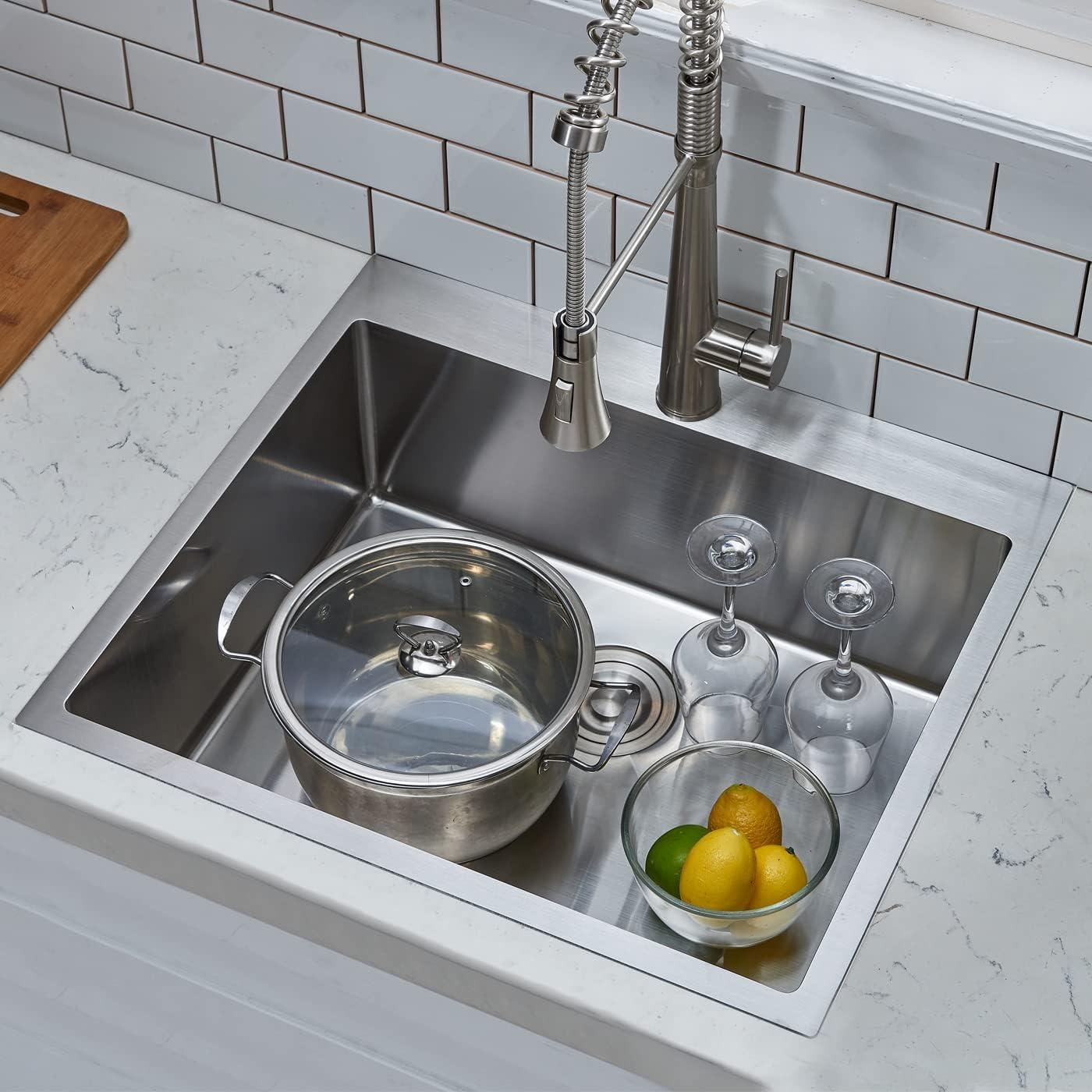 Ruvati 25 x 22 inch Drop-in Topmount Kitchen Sink 16 Gauge Stainless Steel Single Bowl