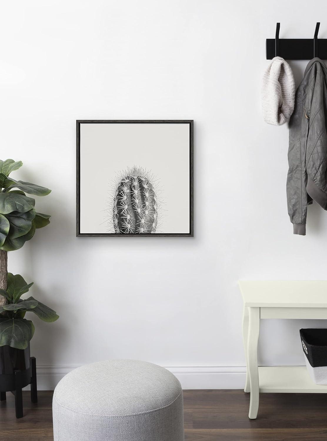 Kate and Laurel Sylvie Haze Cactus Succulent Tall Framed Canvas by The Creative Bunch Studio