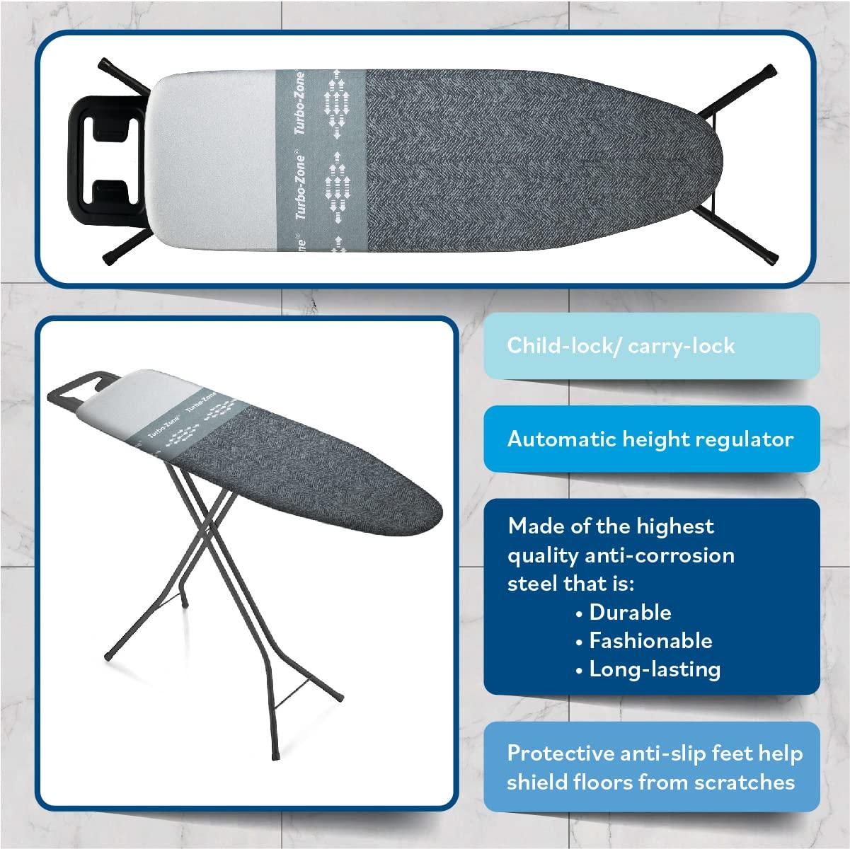 Gray and White Stainless Steel Foldable Ironing Board