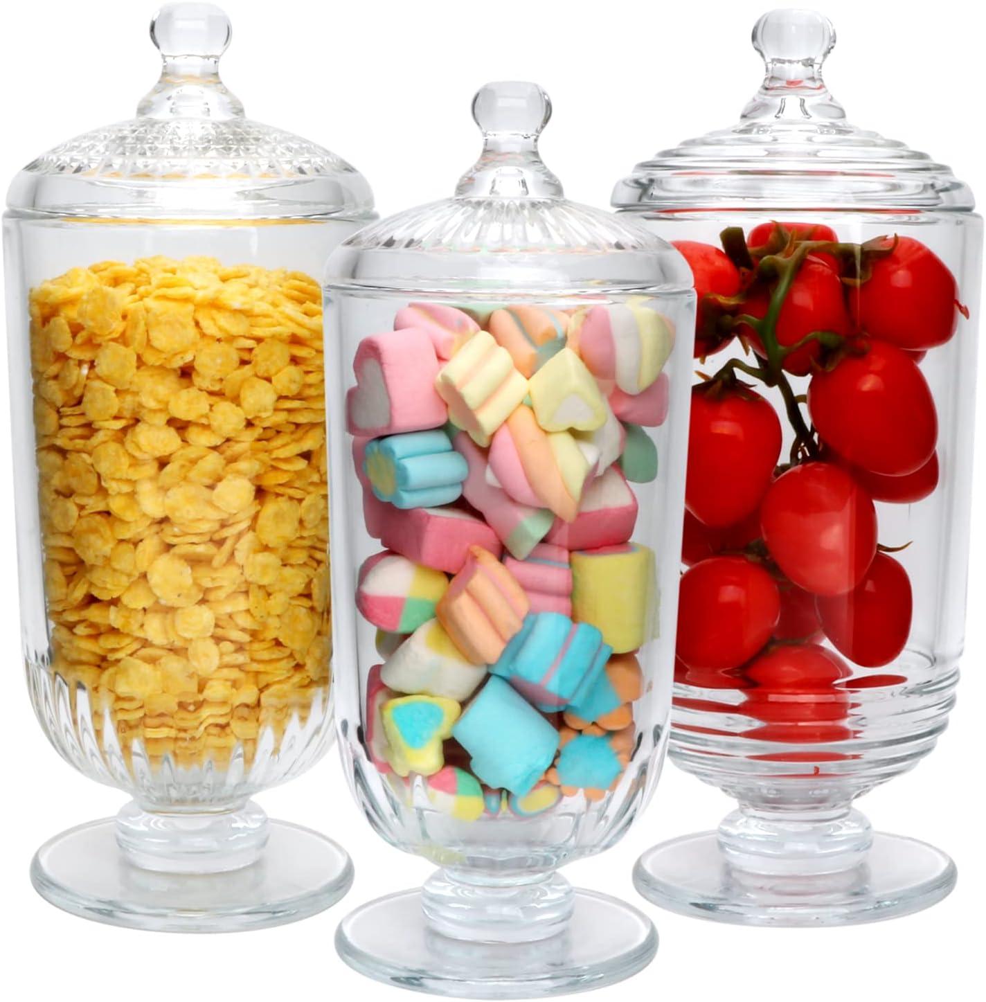 Elegant Clear Glass Apothecary Jars Set of 3