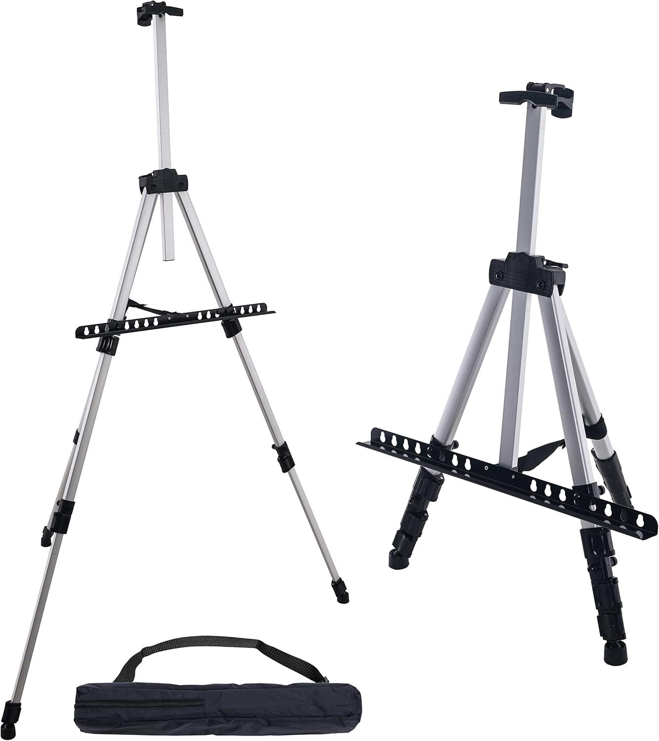 Pismo 66" Silver Aluminum Adjustable Tripod Artist Easel