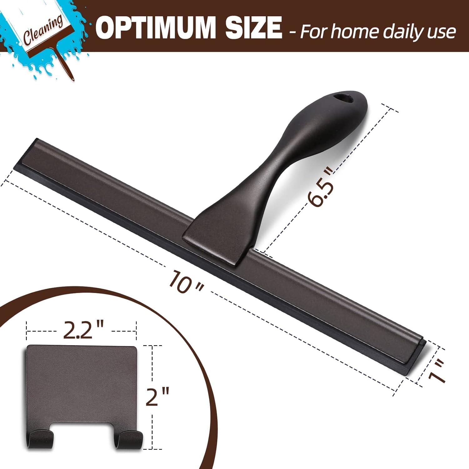 NETANY Shower Squeegee, 10-Inch Bronze Squeegee, All-Purpose Stainless Steel Squeegee for Bathroom, Shower Doors, Mirrors, Tiles and Car Windows - 100% Streak Free