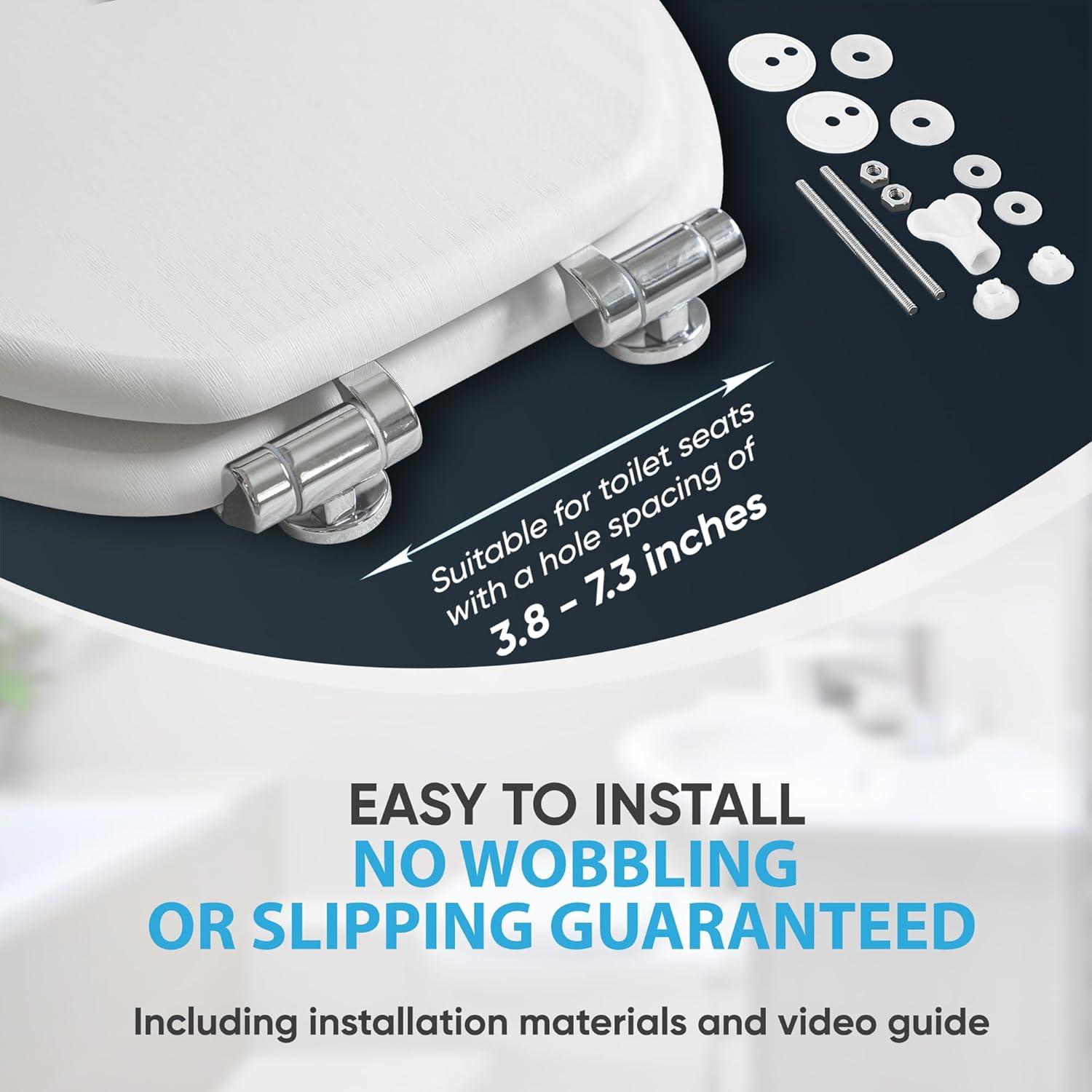 Sanilo Toilet Seat ROUND with Soft Close, Quiet and Slow Close Lid and Seat, Strong Bumpers and Hinges, Marble Gray