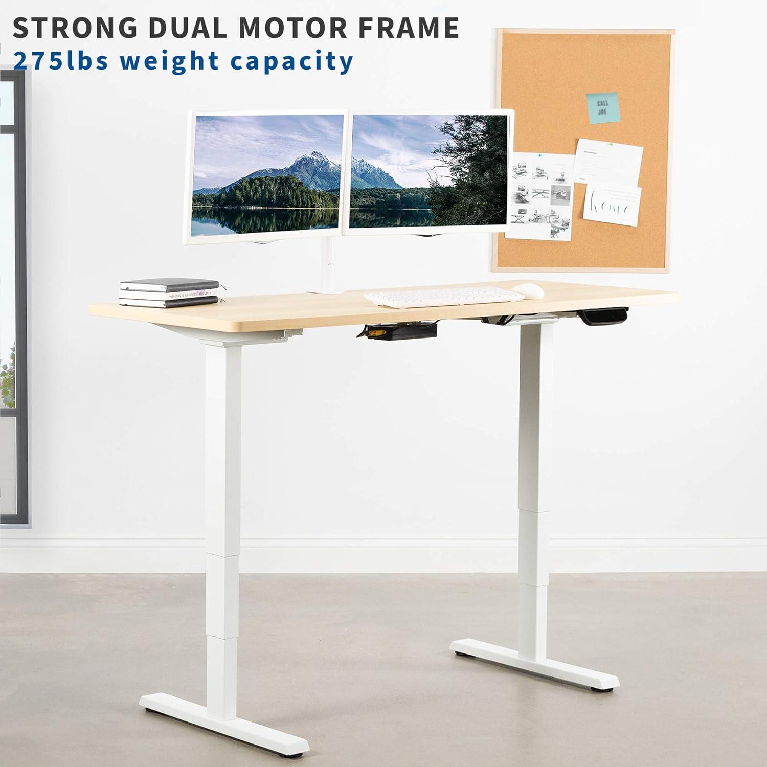 Elegant White Electric Adjustable Standing Desk Frame, Dual Motor