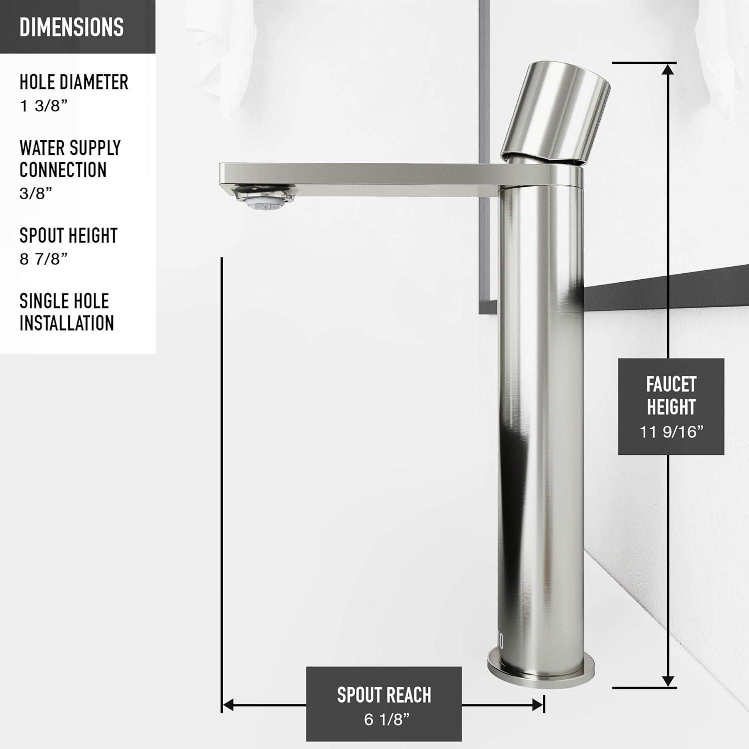 Gotham Sleek Single-Handle Brushed Nickel Vessel Bathroom Faucet