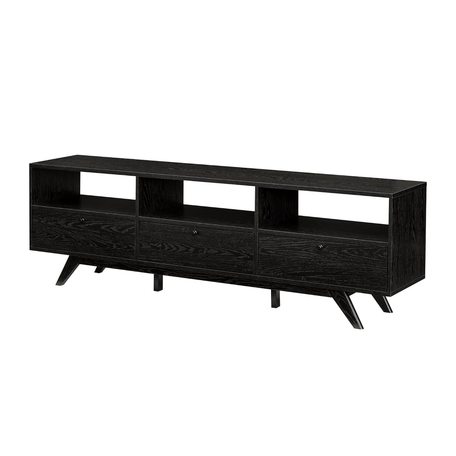 Walker Edison Mid-Century Modern Storage TV Stand for TVs up to 80”, Black