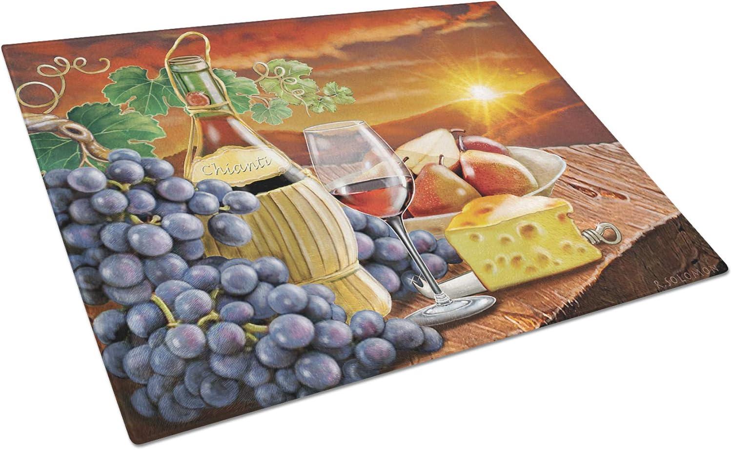 Carolines Treasures PRS4029LCB Chianti, Pears, Wine and Cheese Glass Cutting Board Large, 12H x 16W, multicolor