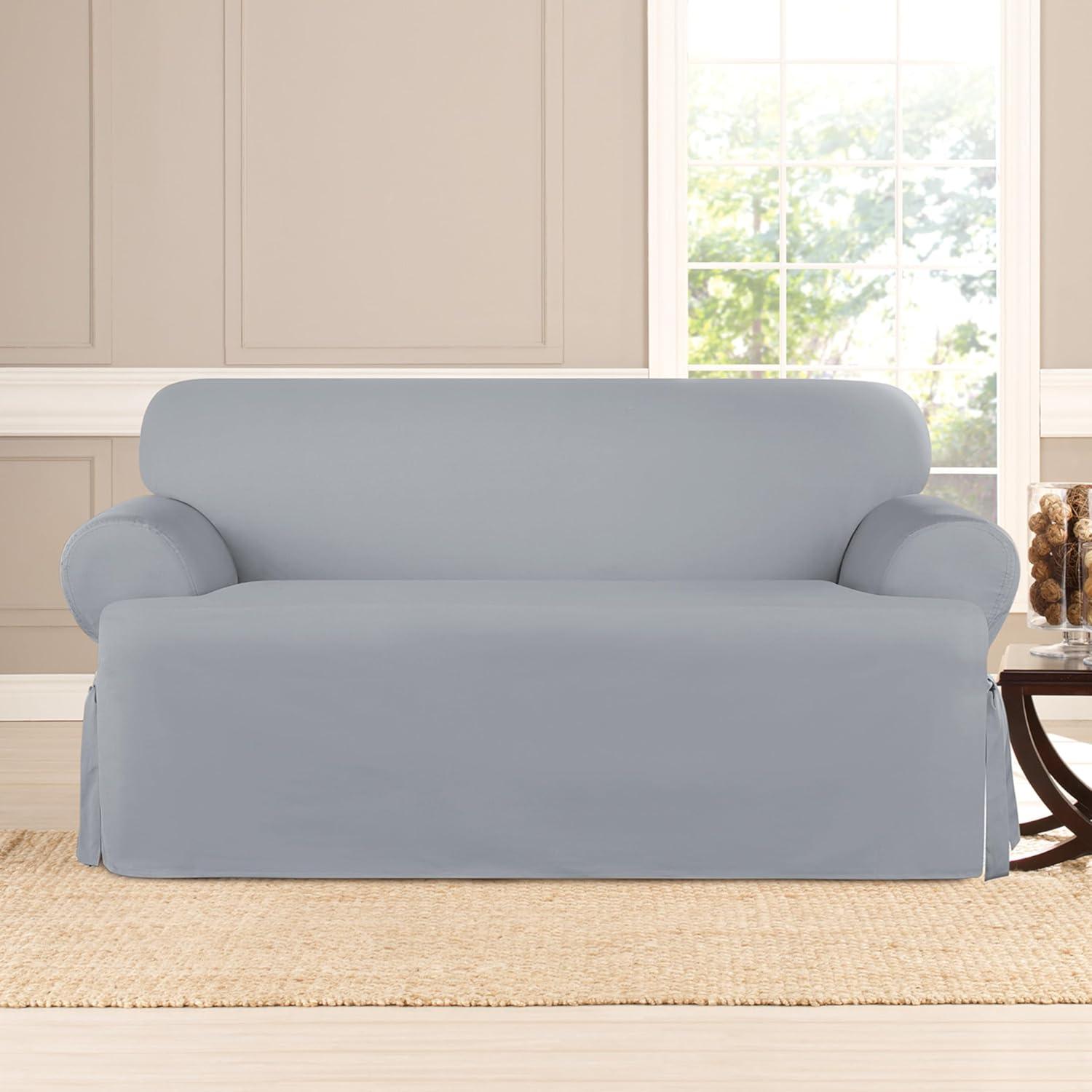 Cotton T-Cushion Loveseat Slipcover