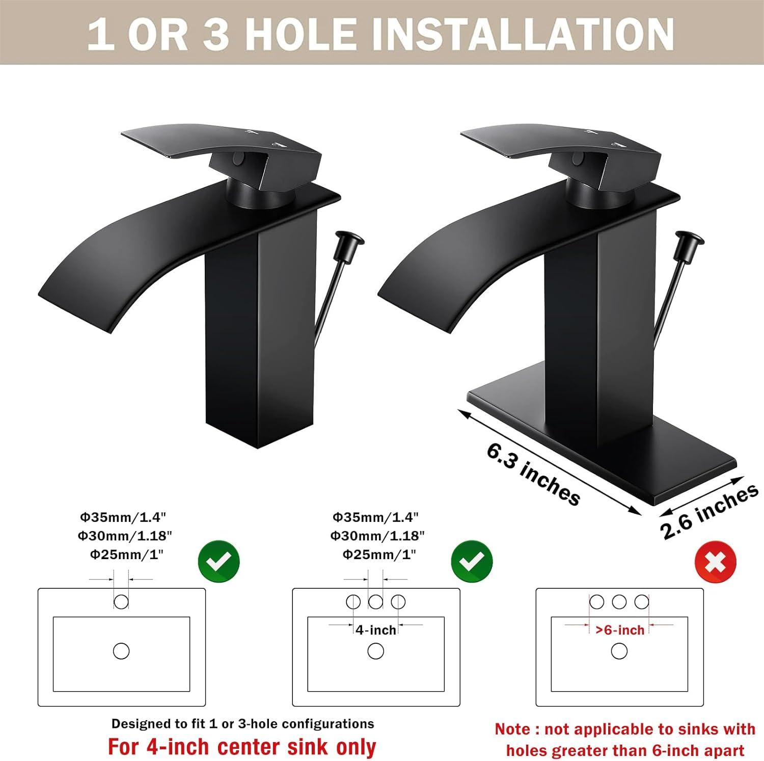 Qomolangma Vessel Sinks Waterfall Bathroom Sink Faucet, Tall Single Handle Bathroom Sink Faucets, Brushed Nickel Bathroom Faucet Suitable for 1 Hole, Staniless Steel Rv Lavatory Vanity Faucet