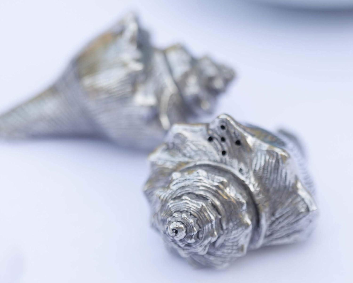 Pewter Conch Shell Salt and Pepper Shaker Set