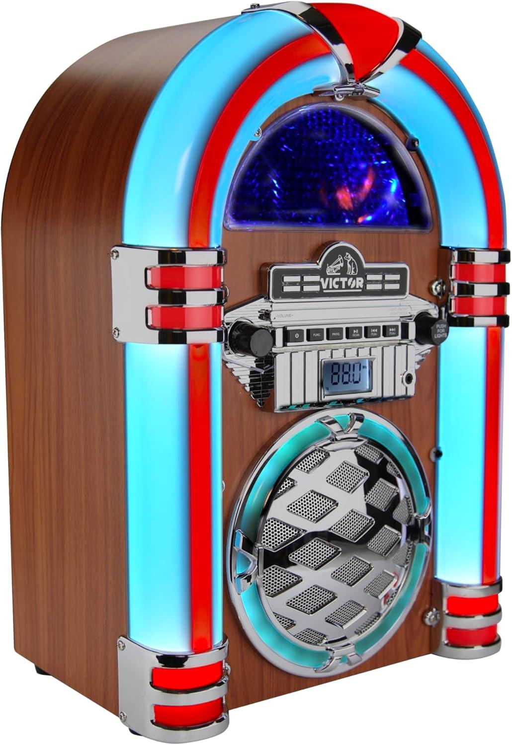 Victor Bluetooth Jukebox Speaker with FM Radio & Multicolor LED Lighting