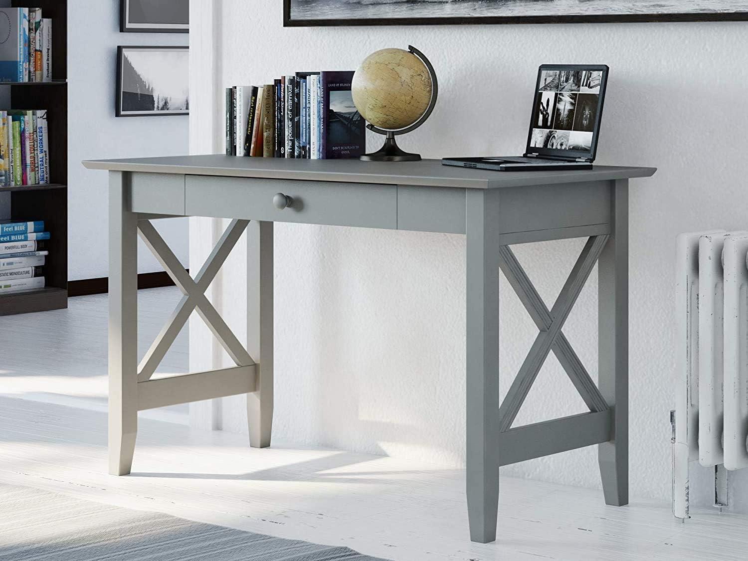 Mission-Inspired 48" Solid Hardwood Desk with Drawer in Gray