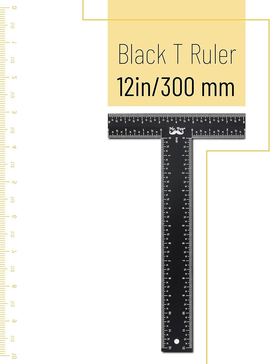 Mr. Pen - T Square, T Ruler, 12 inch Metal Ruler, T Square Ruler, Drafting Tools, Architect Ruler, Set Square, Drafting Ruler, Tsquare, Truler, Architectural Triangle, Tee Ruler, L Square, S