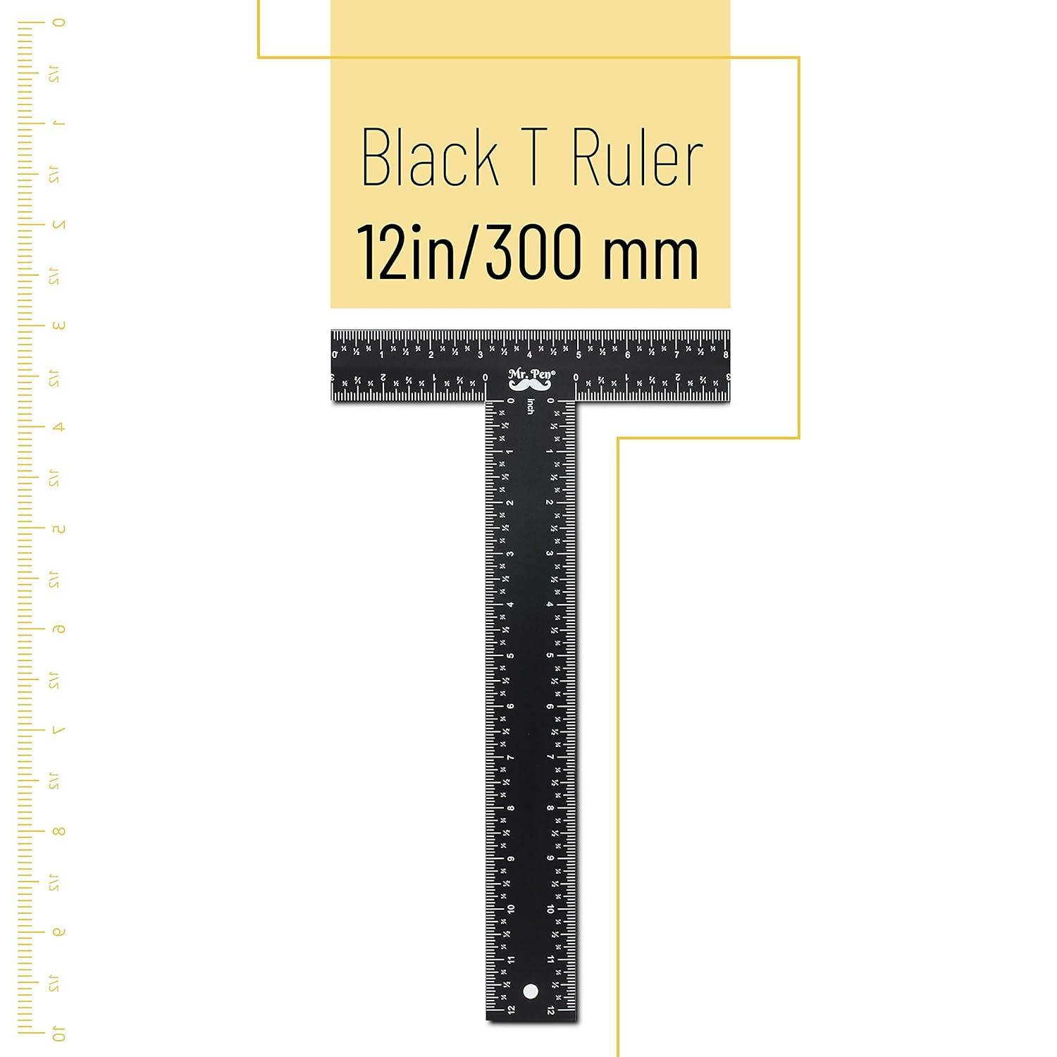 Mr. Pen - T Square, T Ruler, 12 inch Metal Ruler, T Square Ruler, Drafting Tools, Architect Ruler, Set Square, Drafting Ruler, Tsquare, Truler, Architectural Triangle, Tee Ruler, L Square, S