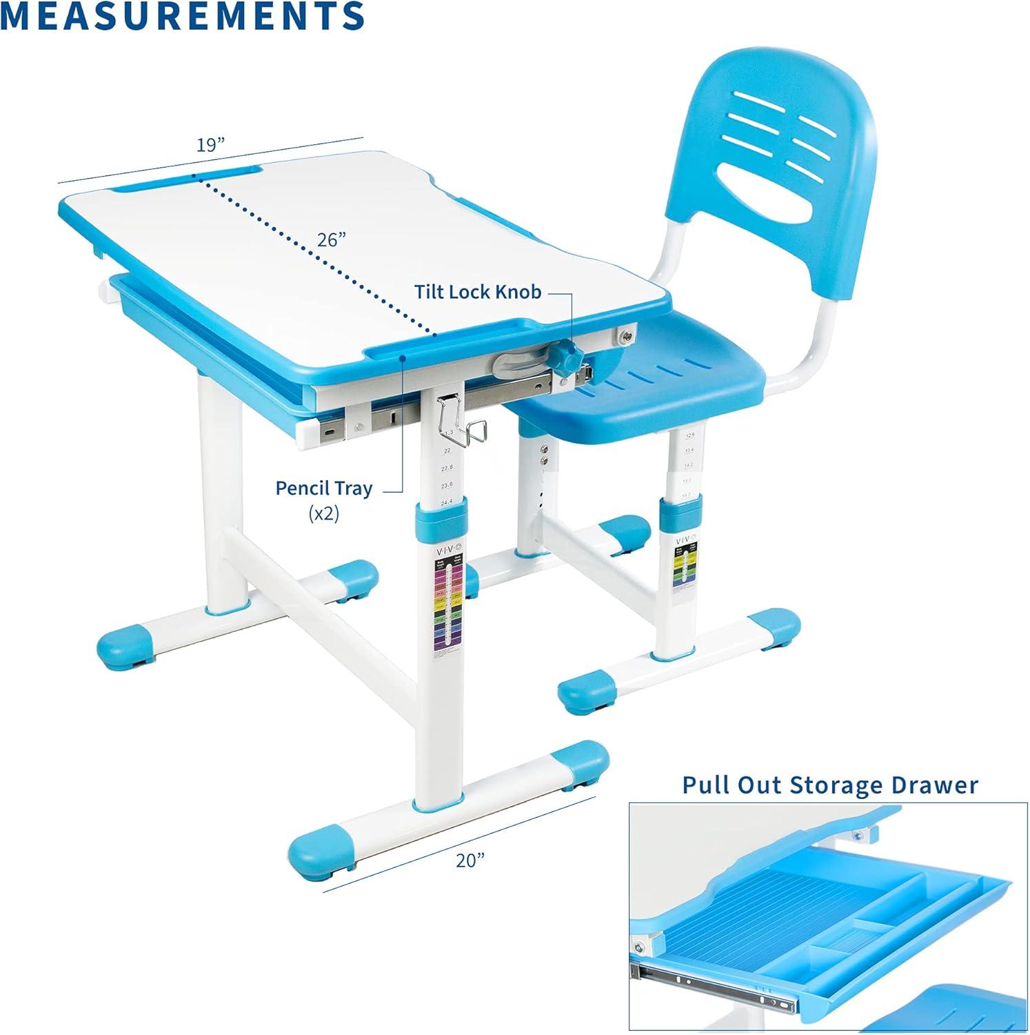 Kids' Height Adjustable Desk and Chair DESK-V201B Series