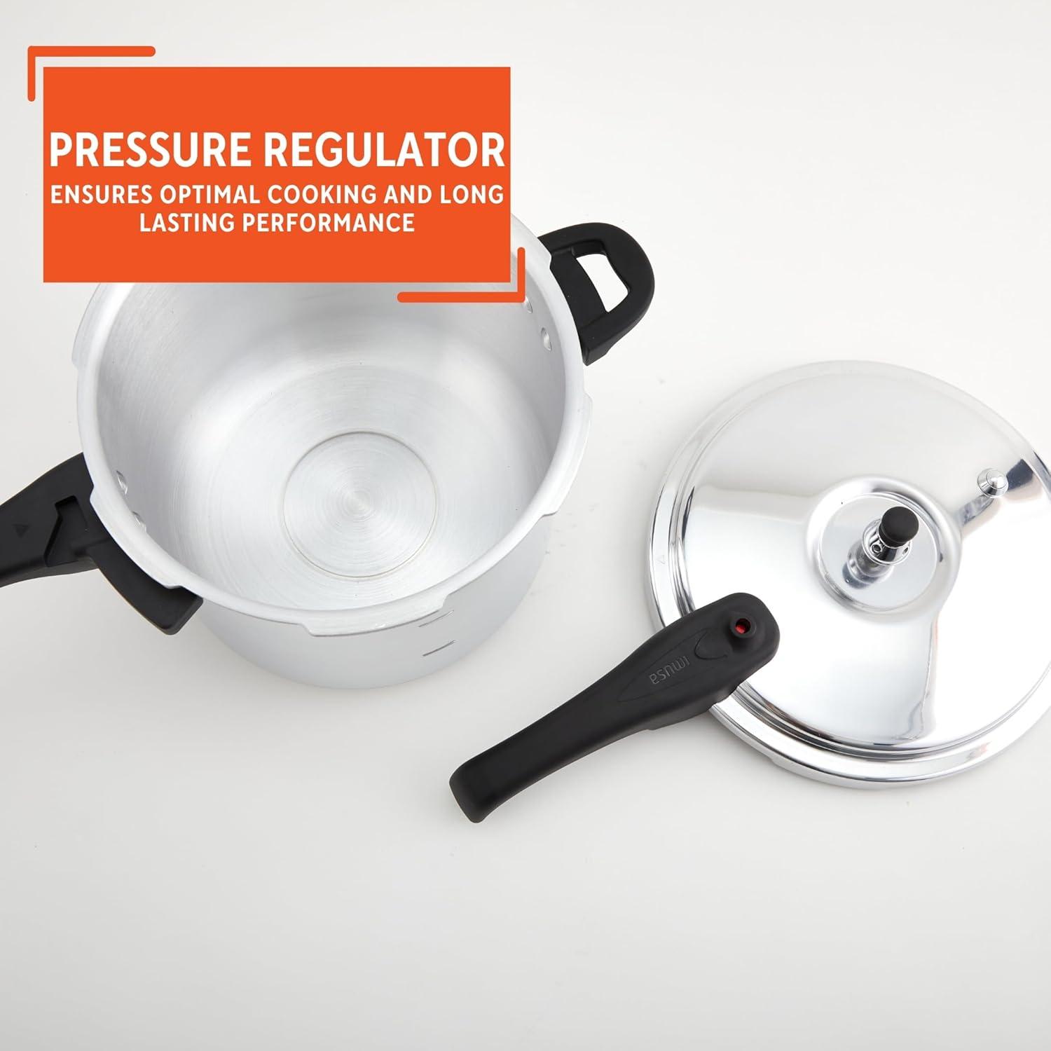 IMUSA 7qt Stovetop Natural Finish Basic Pressure Cooker - Silver: Aluminum, Locking Lid, Cool Touch Handle, Hand Wash