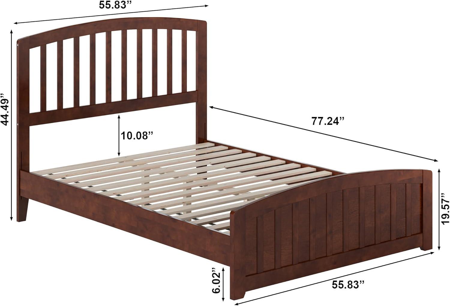 AFI Quincy Full Solid Wood Low Profile Platform Bed with Matching Footboard, Walnut