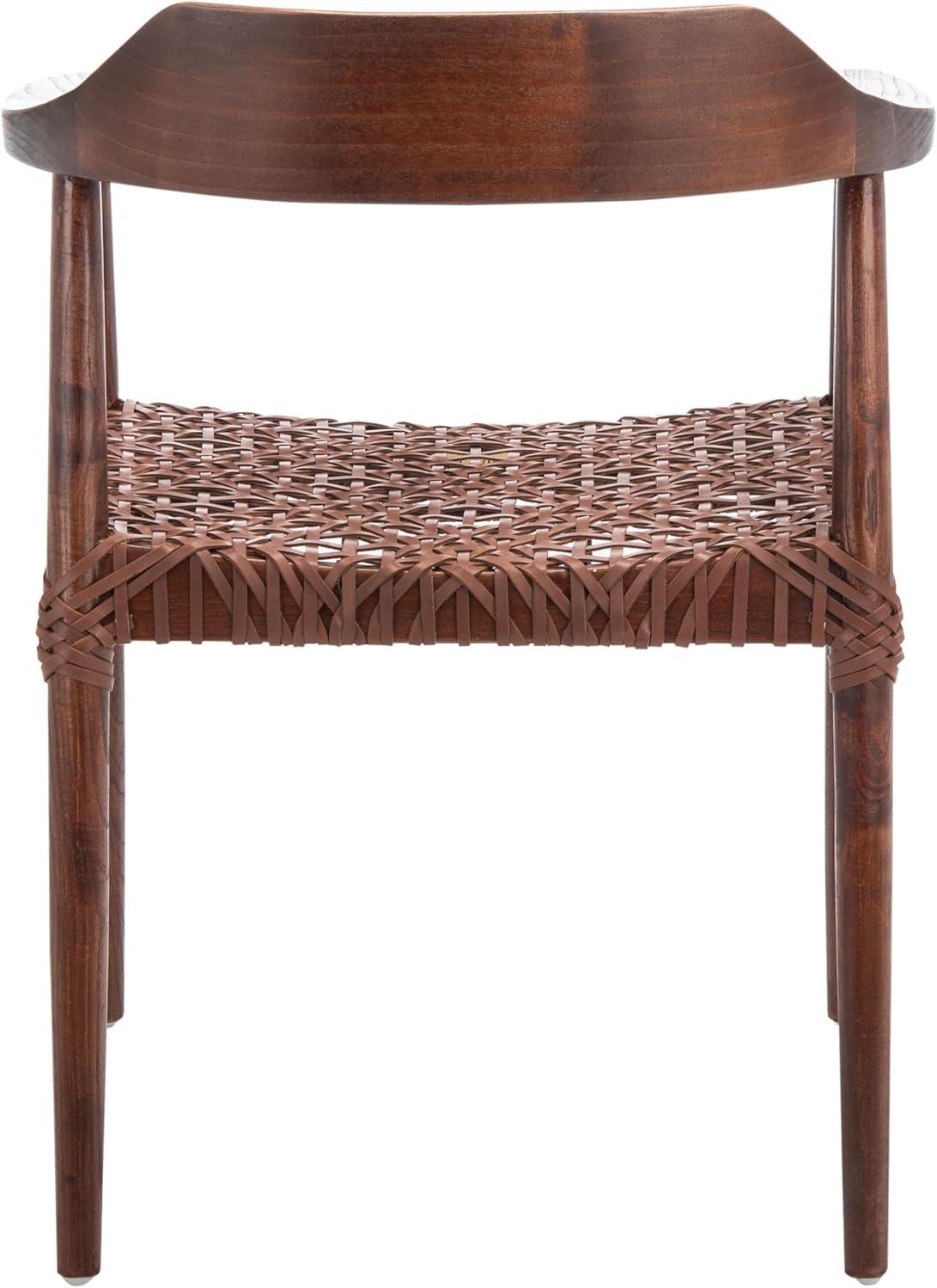 Munro Leather Woven Accent Chair - ACH1005 - Walnut/Cognac - Safavieh