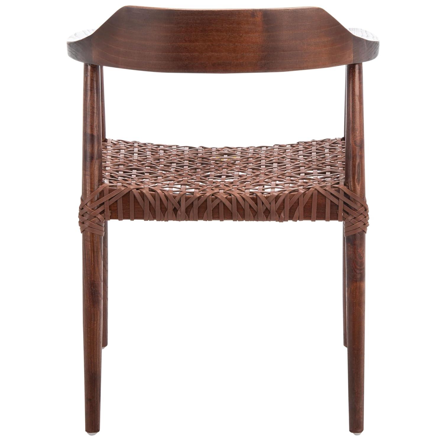 Munro Leather Woven Accent Chair - ACH1005 - Walnut/Cognac - Safavieh