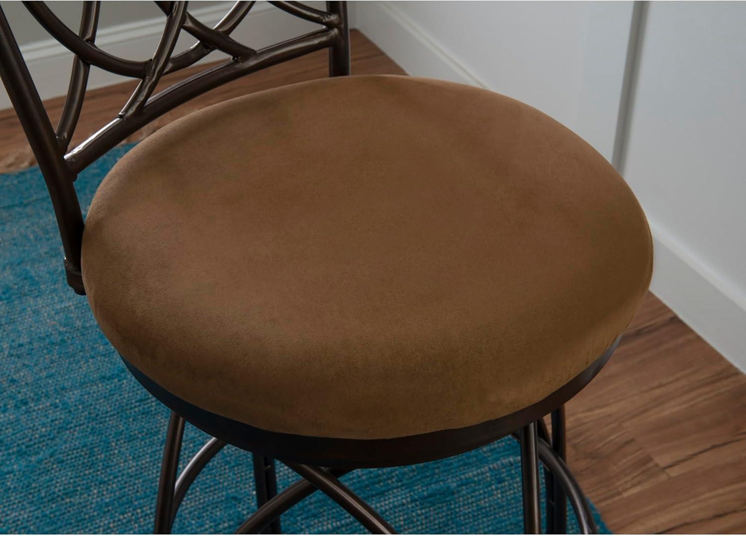 Linon Brasco 30" Big and Tall Steel Swivel Upholstered Bar Stool in Bronze