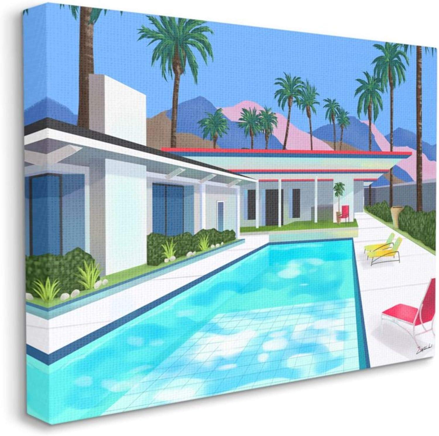 Stupell Industries " Modern Architecture House Pool Tropical Palm Trees " by Ziwei Li