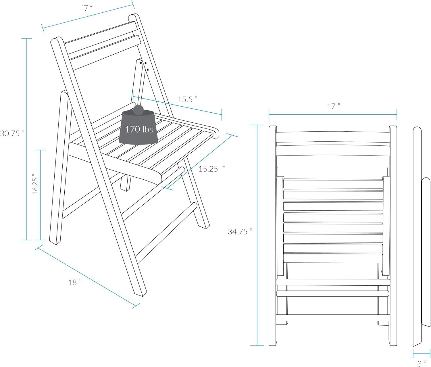 Casual Home Wood Indoor Folding Chair, Natural Wood (Set of 2)