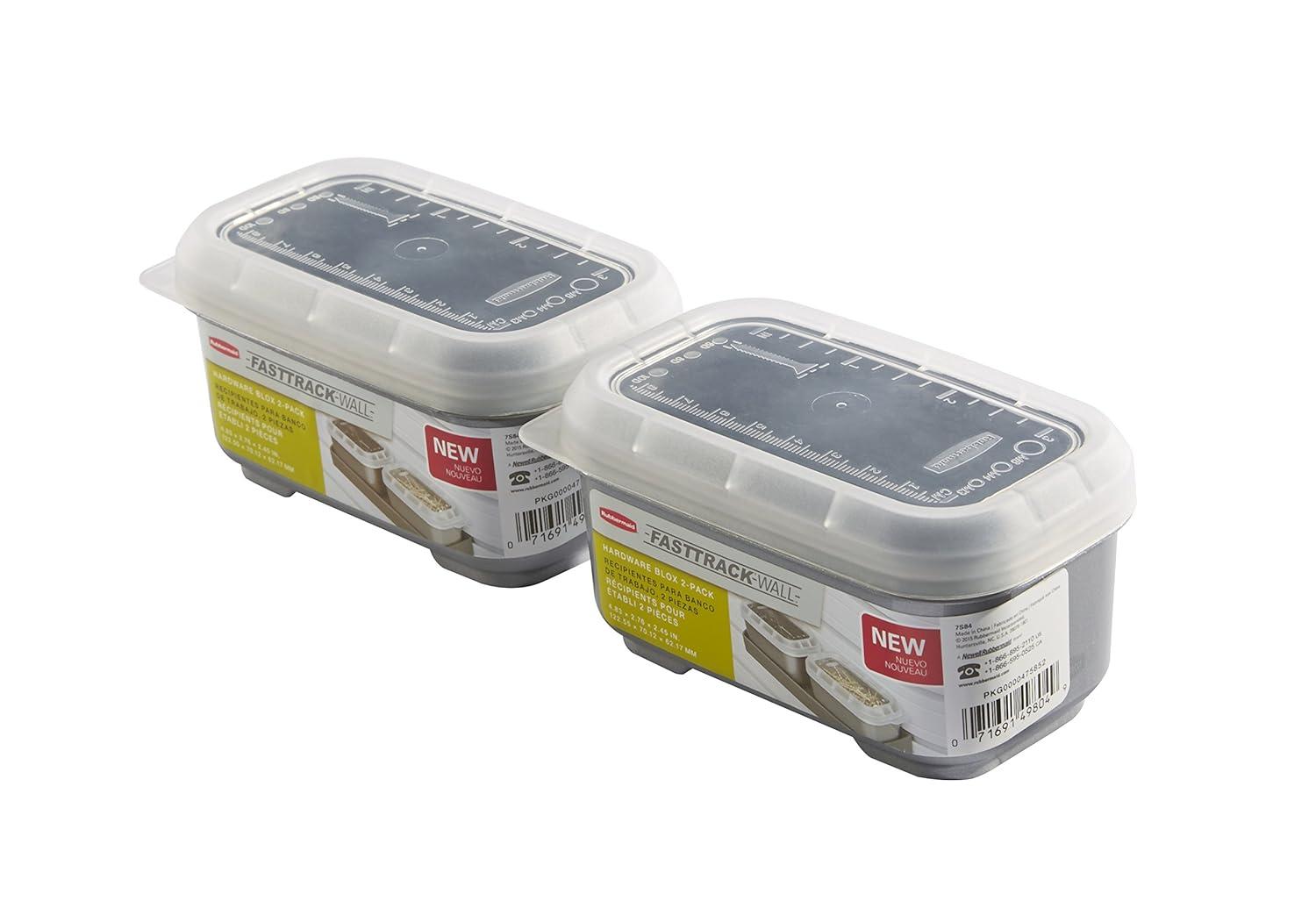 Rubbermaid Garage FastTrack Wall Bench Blox Bin (2-Pack), Gray