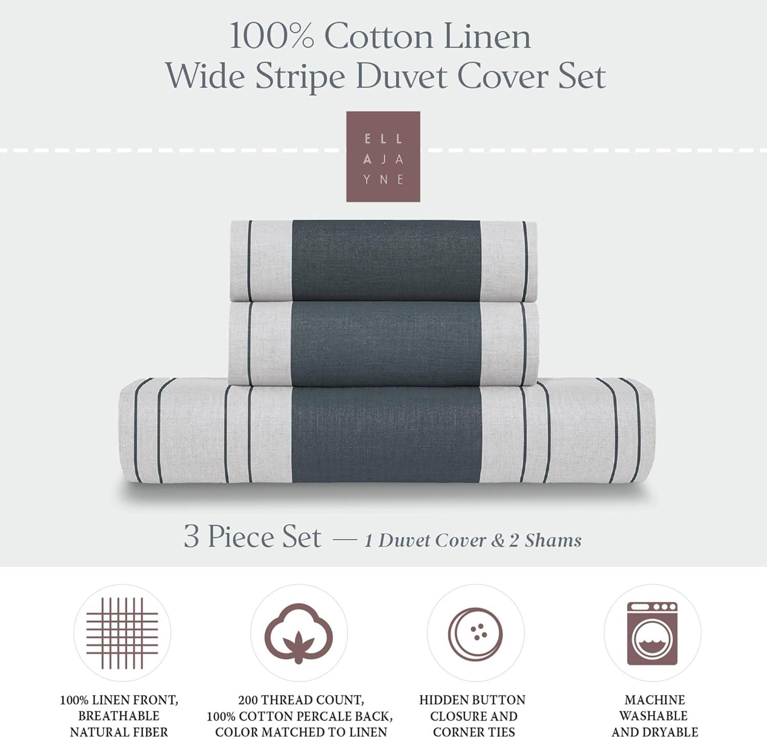 Ella Jayne Home French Linen Cotton Striped Duvet Cover Set