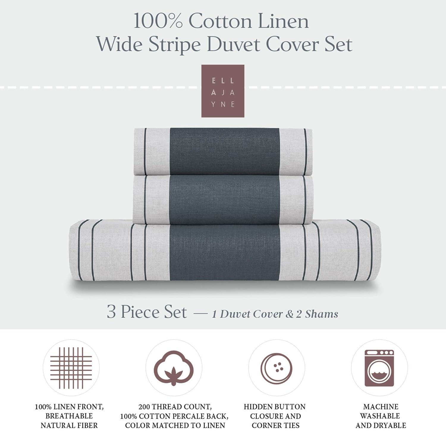 Ella Jayne Home French Linen Cotton Striped Duvet Cover Set