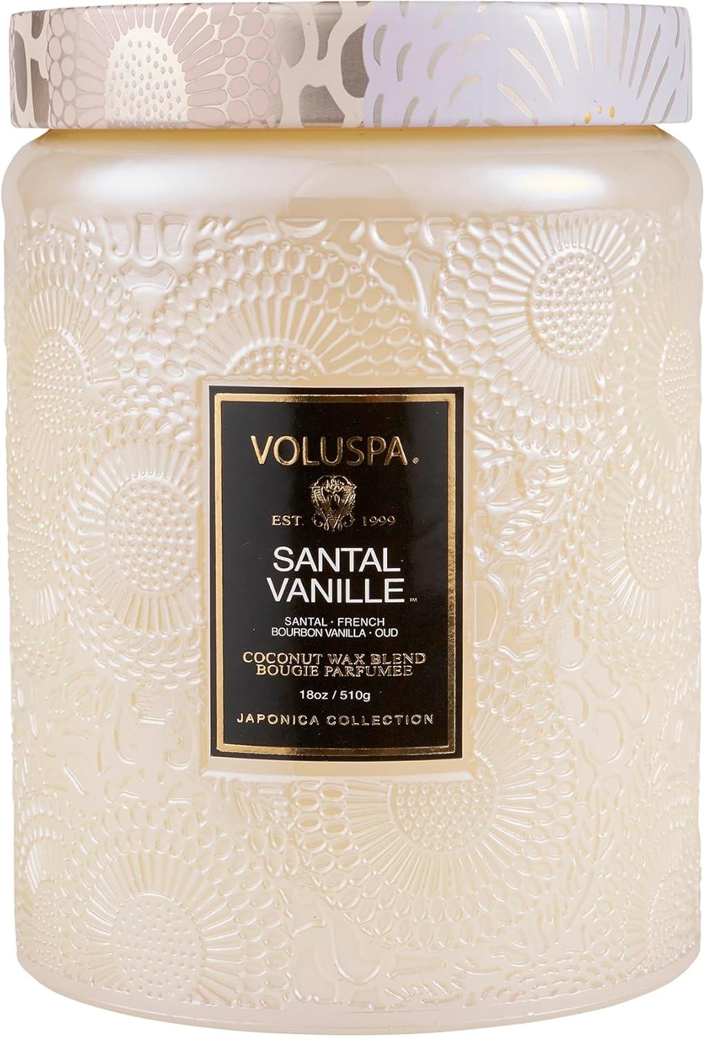 Santal Vanille Embossed Glass Jar Candle with Coconut Wax