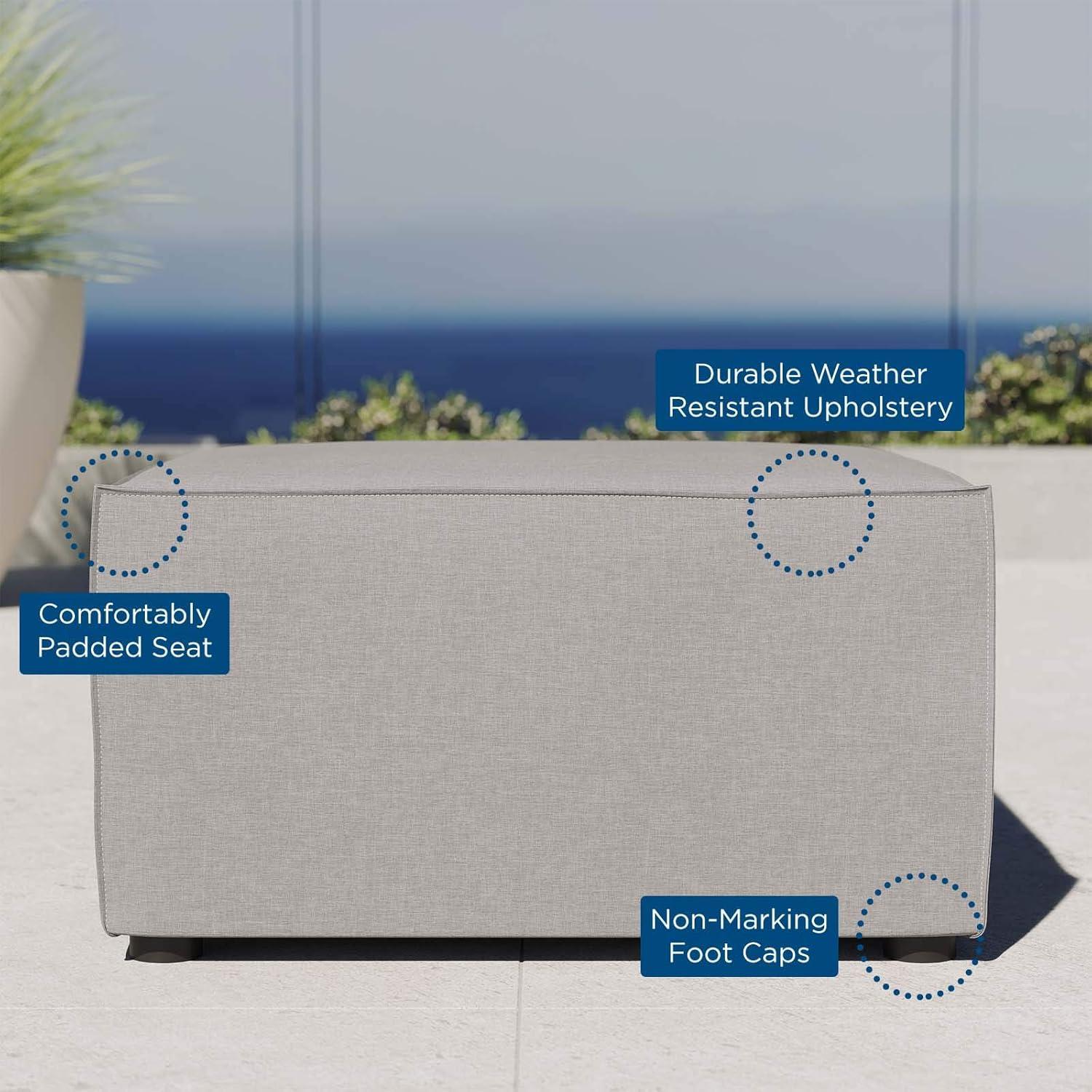 Gray Aluminum Outdoor Upholstered Sectional Ottoman