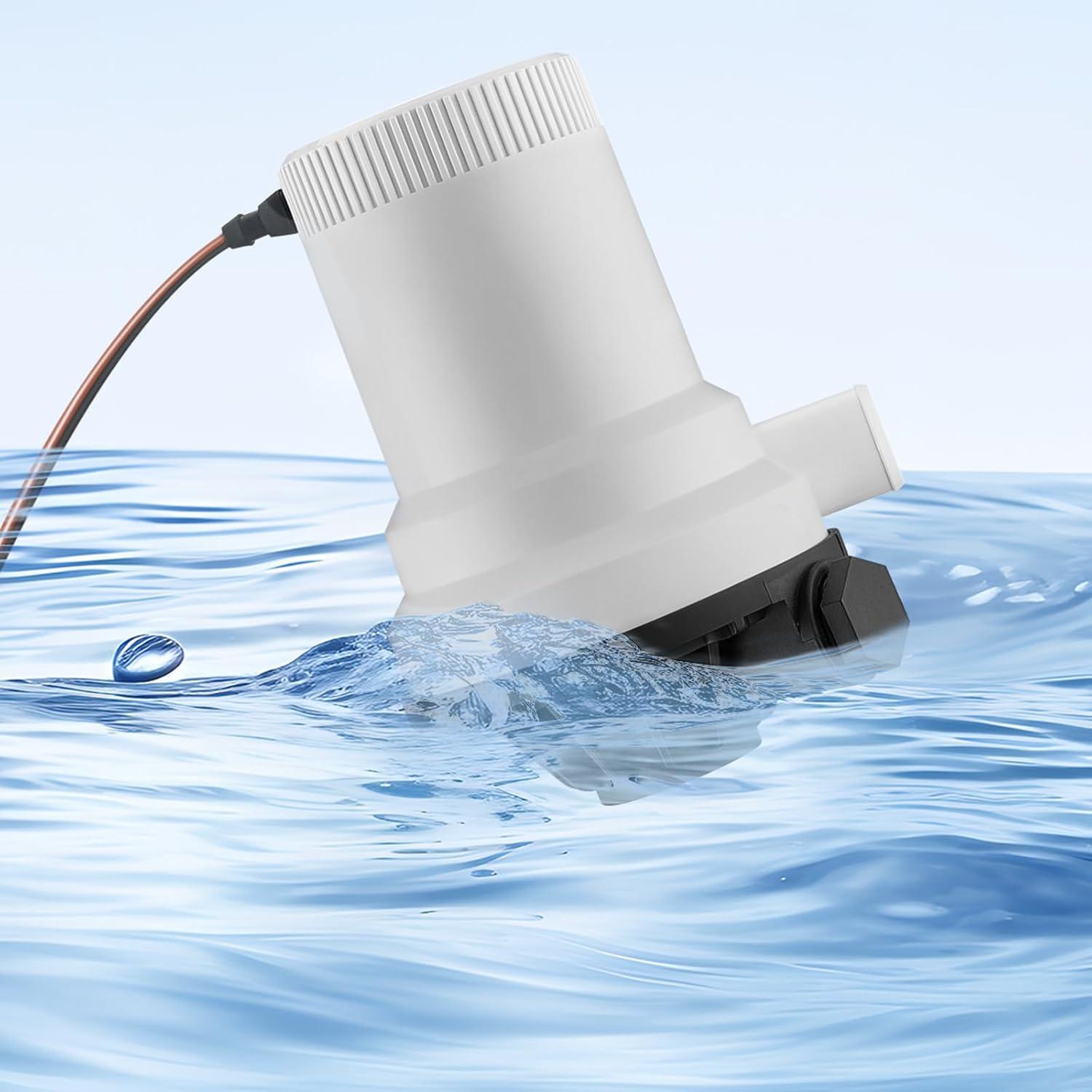 Livewell Pump for Boat 12V 1600 GPH Straight Livewell Aerator Pump with Dual Inlet ABA Housing for Freshwater Saltwater