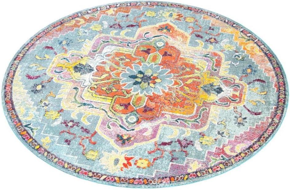 Safavieh  Crystal Floretta Vintage Boho Medallion Rug Teal/Orange 7' Round 6' Round, 8' Round Indoor Living Room, Bedroom, Dining Room Orange Round