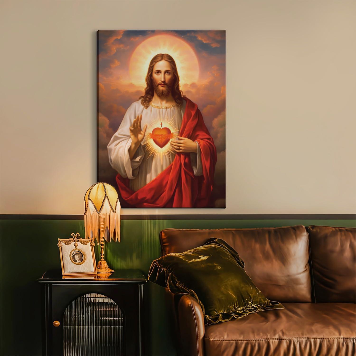 Sacred Heart of Jesus Religious Canvas Wall Art