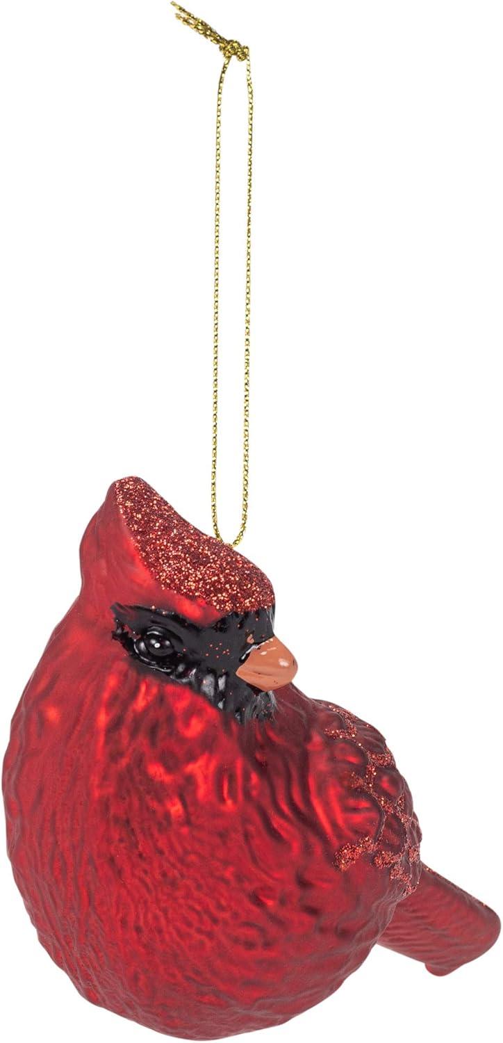 Rosy Red Glass Cardinal Holiday Ornament, 5.25 Inch