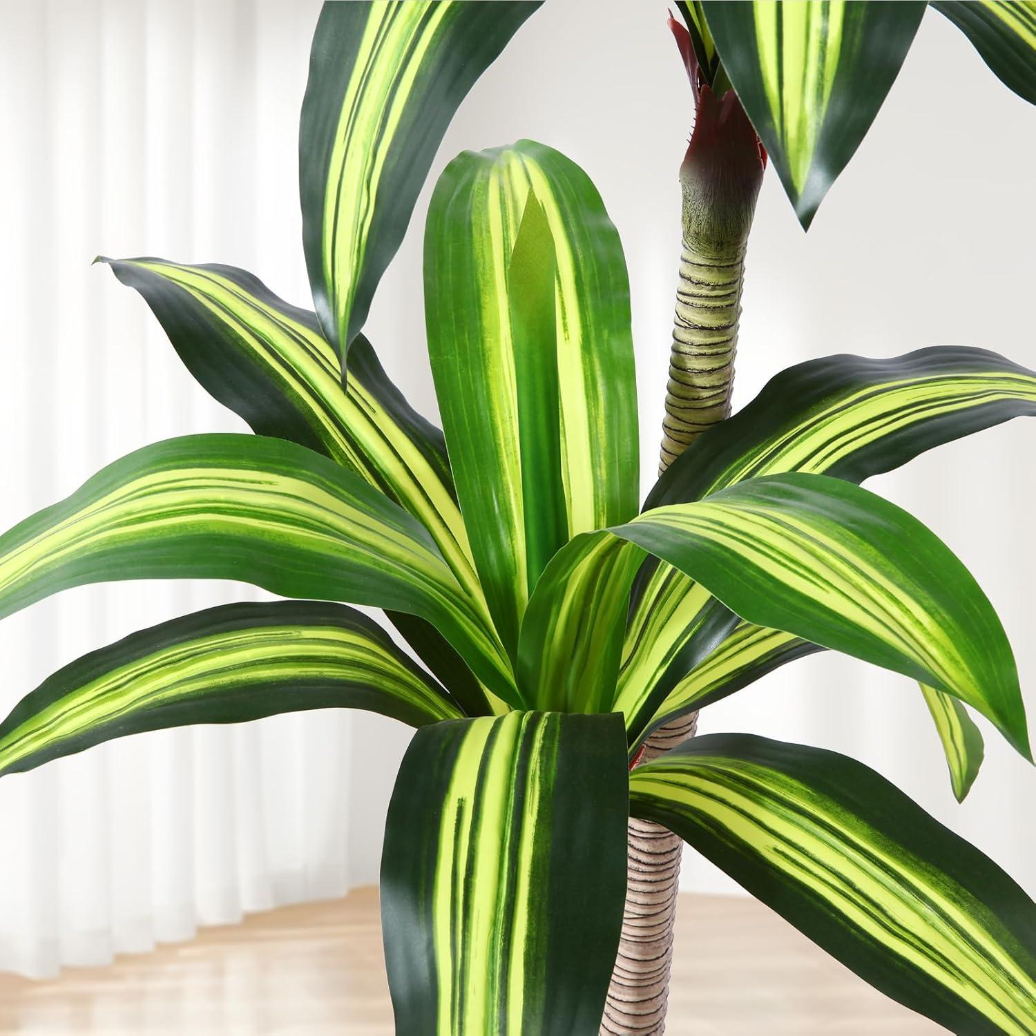 4 Ft Green Dracaena Artificial Plant with Seagrass Basket