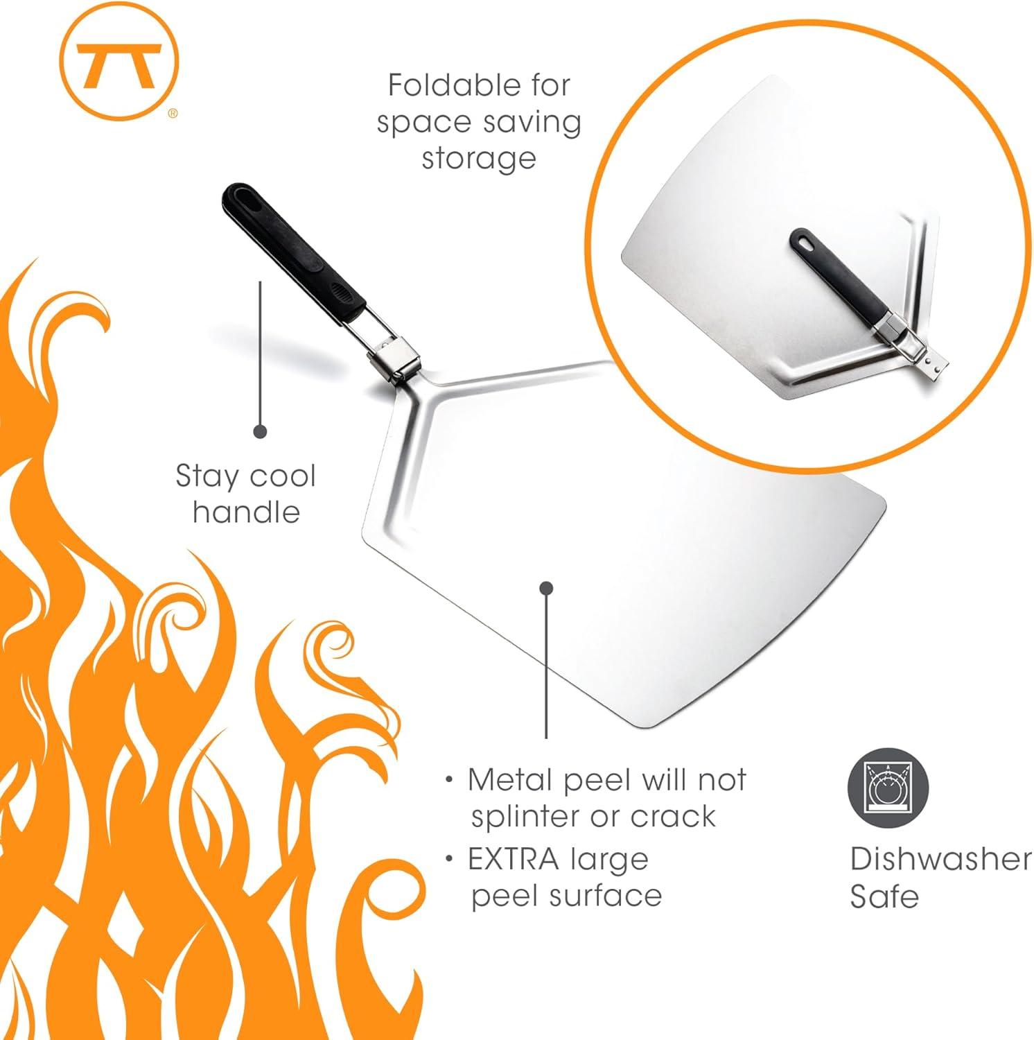 Outset XL Stainless Steel Pizza Peel With Folding Handle